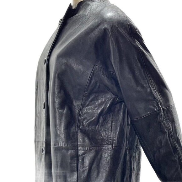 STONE MOUNTAIN Womens Black Leather Button-Up Jacket Size M - Picture 11 of 16